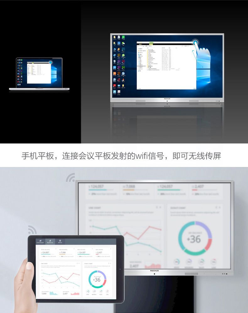 MAXHUB 會議平板 SC55MC 標準版55英寸 觸摸一體機 智能書寫 無線投影 遠程會議 智能會議利器-京東